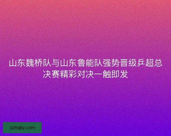 山东魏桥队与山东鲁能队强势晋级乒超总决赛精彩对决一触即发